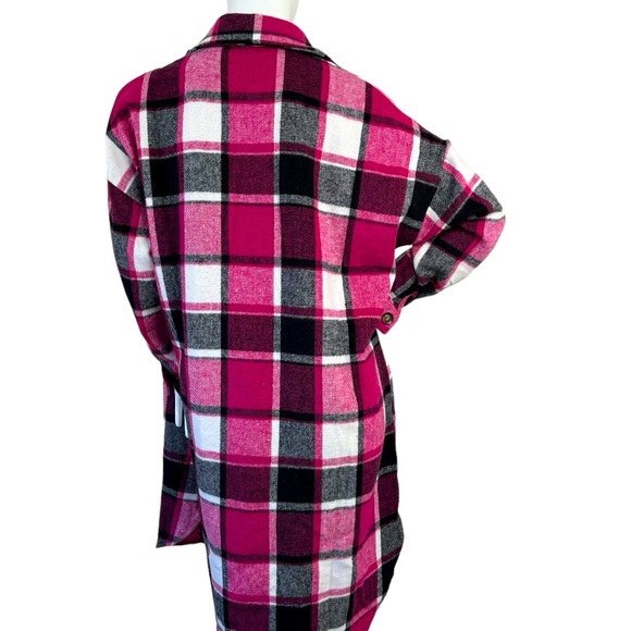 Miss Sparkling boutique shacket flannel long jacket fuchsia pink Barbie chic L - Picture 12 of 14